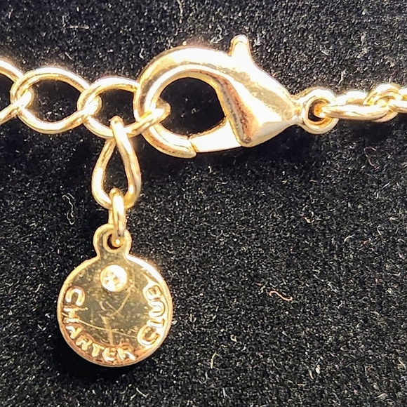 Charter Club Sautoir Gold Plated Floral Necklace / Cubic Zirconia Flowers Detail - Picture 9 of 14